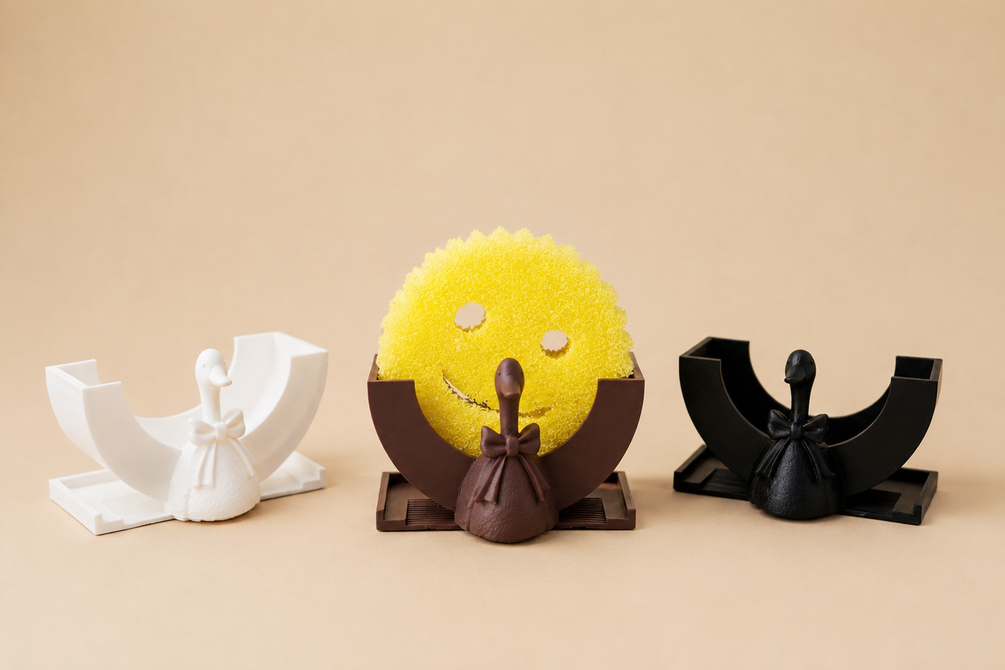 Goose with Bow Sponge Holder